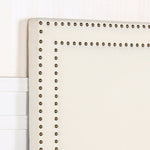 Bed Head Queen White Headboard Upholstery Fabric Studded Buttons V43-BED-ENZOQWH