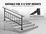 Iron Handrail Stair Railing Hand Rail Kit 1-4 Steps Outdoor Black w/ Bars V952-TZFGZXSLZFSD4JWFNV0