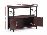 Artiss 20 Gallon Fish Tank Stand 3-Tier Aquarium Stand with Storage Cabinet and Open Shelf Walnut MET-FTS-26140-WN