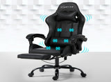 Artiss 6 Point Massage Gaming Office Chair Footrest Black MOC-GC-6P-BK