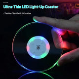 6 PCS LED Drink Coasters, Ultra-Thin Acrylic Non-Slip Waterproof Transparent LED Cocktail Coasters V1192-AZ-W-2918