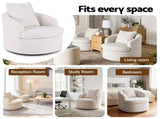 Artiss Round Swivel Armchair Extra Pillow White UPHO-B-ARM11-SWL-WH