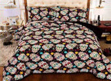 Fiesta Calavera Skull Bloom Quilt / Doona / Duvet Cover set V745-AQ041118D3