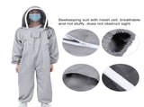 One Piece Beekeeping Suit Protective Clothes Smock Dual Zippers Beekeeper Supplies Gray V1294-YM0901-3111200080512