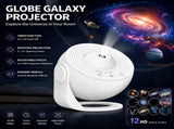 White USB Powered Galaxy Star Projector and Earth Globe Night Light with 12 HD Space Films, 1H / 2H V888-ELOSUNG52656