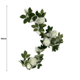 Flowering White Artificial Rose Garland 190cm V637-DP1191290