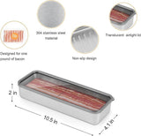 Bacon Container for Refrigerator,2 Pack Holder for Fridge, Deli Meat Box,304SS Airtight Food Storage V1366-AZ2-W-02984