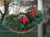 Artificial Christmas Hanging Basket Flocked with Mixeds and White LED Lights Outdoor V1294-YM0523-10320997