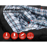 Weisshorn Sleeping Bag Double Pillow Thermal Camping Hiking Tent Grey -10&degC SB-ENV-Q-GR