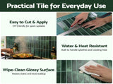 Artiss 3D Peel and Stick Wall Tiles Self Adhesive LinearGrid Backsplash 10 Sheets, Green PST-546-GN