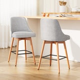 Artiss 2x Bar Stools Swivel Seat Wooden Grey BA-TW-8125-LI-GYX2