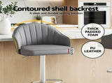 Artiss 2x Bar Stools Kitchen Swivel Gas Lift Counter Chair Shell Leather Grey BA-K-256-GYX2