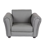 Kids Grey Couch Sofa Chair w/ Footstool in PU Leather V196-KS541G_K