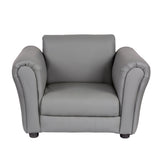 Kids Grey Couch Sofa Chair w/ Footstool in PU Leather V196-KS541G_K