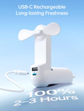 Handheld Mini Fan , 3-in-1 USB Rechargeable Portable Fan with Power Bank & Flashlight, Pocket V1107-HANDHELD MINI FAN (WHITE)