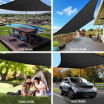 Instahut Shade Sail 4x6m Rectangle 280GSM 98% Black Shade Cloth SAIL-H-4X6-C-BK