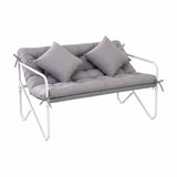 Gardeon Garden Bench 2 Seater Outdoor Bench Metal with Cushion 118cm Grey GB-TEX-CUSHION-WH