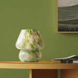 Colorful Blue Spot Hand Blown Glass Mushroom Table Lamp - Compact Nordic Bedside Desk Light with V888-ELOSUNG55399