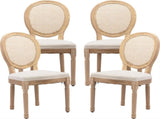 AADEN 4x Rattan Dining Chairs with Solid Wood Legs- Beige V226-SW1843BG-2