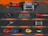X-BULL 4500LB Electric Winch 12V Winch Boat Trailer ATV Steel Cable With 5.5MX13M Synthetic Rope V211-AUEB-AXEW017XBSR002