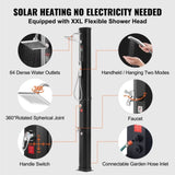 Outdoor Solar Heated Shower, 40L Poolside Shower Kit with 2 Shower Head and Foot Shower Tap, V952-TYNLYQHSPVCLRGYW5V0
