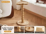 Solid Rubberwood Small Side Table with Heart Shape Top and Raised Edge, Compact End Table for Sofa, V1341-ZY-S89HFBAB-NATURAL