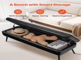 Leather Storage Ottoman Bench, PU Leather Bench with Storage and Metal Legs, Modern Shoe Benches V952-PZWSZYXTK415IFM6R001V0