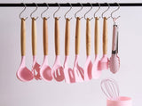 12 Piece Silicone Cooking Utensils Set Non-Stick Cutlery Set Food Grade Silicone Kitchenware Wooden V1189-WXFWAL-20260319-00130