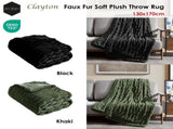 Ardor Clayton Faux Fur Soft Plush Throw Rug 130x170cm Black V442-INT-THROW-CLAYTONFAUXFUR-BLACK-RE