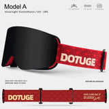 DOTUGE DGZ-Z19XS Series Ski Goggles with Magnetic Quick-Change Lens, Double-Layer Anti-Fog UV400 HD V1341-ZY-YDZWJR6X-A