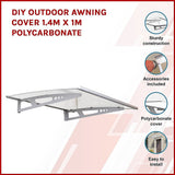 DIY Outdoor Awning Cover 1.4m x 1m Polycarbonate Weather Shelter Canopy V63-793995