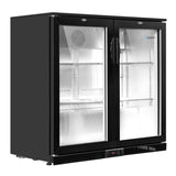 Devanti 198L Bar Fridge Dual Glass Door w/Light Black BF-E-198L-BK