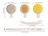 3 in 1 Bath Sponge Brush Set for Shower, 19" Long Handled Shower Brush, Shower Sponge and Pumice V1370-AZ4-07058