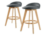2X Wooden Bar Stool Dining Chair Fabric LEILA 72cm GREY V274-FT-WBSFAB-82GY2