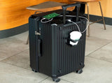 Smart Hard-Shell Luggage with USB Charging Port & Cup Holder - 20"Spinner Suitcase in Back V888-ELOSUNG10836