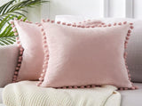 Blush Pink Throw Pillow Covers for Couch Bed Sofa Decorative Pillow Covers 16x16 Set of 2 Soft V1189-WXFWAL-20260319-00511