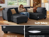Artiss Modular Sofa Chaise Set 5-seater Dark Grey SBED-C-EP05-DA-GY-ABCDE