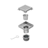 10x10cm Square Shower Drain with Grid Pattern Grate 304 Stainless Steel, CUPC Certified with Hair V63-955561