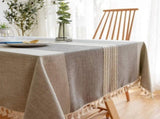 Tablecloths, Embroidery Cloth Washable Cotton Linen Tasselcloth, Anti Fade Wrinkle Free V1237-ZY-528-287