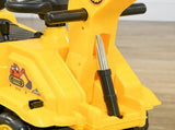 Yellow children's ride-on excavator puller, with horn, under-seat storage space, sit-and-slide V1197-WJ-071701
