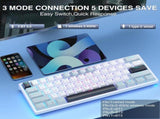 SOLAKAKA SK961 Tri-Mode Wireless RGB Backlit Mechanical Gaming Keyboardwhite&blue V1300-SK961-WHITE-BLUE