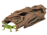 Reptile Hide and Basking Platform, 13.4" x 6.3" x 4.1" Hollow Log Hideout for Snake Lizard Gecko, V1369-AZ3-W-08812