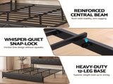 Artiss King Bed Frame with LED Lights and Storage Headboard Charging Station BFRAME-J-MEL-K-BK-AB