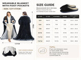 Wearable Electric Heated Blanket with Foot Pocket 127x177cm and Suede Fleece Slippers Set AU 7-8, V888-ELOSUNG54191
