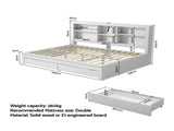 Artiss Noise-Free White Farmhouse Solid Wood Double Platform Bed Frame with Storage Headboard, WBED-F-BSHELF-D-WH-ABC