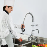 Commercial Faucet with Pre-Rinse Sprayer, 26" Height, 8" Center, 12" Swing Spout, Deck Mount Kitchen V952-JBSYCXSLTJBSN8H9GV0