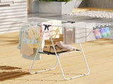 Artiss 2 Tier Clothes Rack Airer Foldable 139CM White HANGER-B-04-FLD-WH