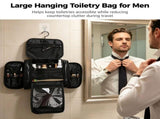Large Hanging Toiletry Bag for Men, PU Leather Travel Bathroom Organizer with Swivel Hook, Zippered V1369-AZ3-W-08864