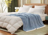 Beige and White Plush Chenille-Knit Throw Blanket - Soft Cozy Polyester for Bed & Sofa Textured V888-ELOSUNG27858