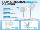 Folding Telescopic 4.5W Portable Height/Tilt Adjustable Rechargeable Cordless Fan V1181-EL0079